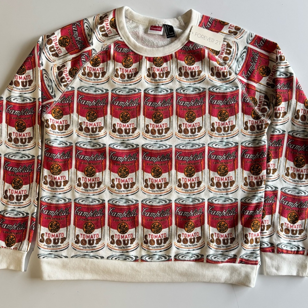 Forever 21 x Campbell’s Soup Sweatshirt Pop Art Warhol Style Women’s Large NWT